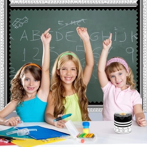 Black and white wavy border stickers for school classroom bulletin board decoration