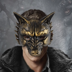 Wolf Mask Halloween Half Face Foam Metallic Retro Animal Costume Cosplay Party Accessories For Adults
