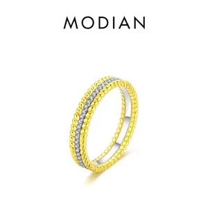 S925 sterling silver minimalist beaded ring with pavé sparkling zircon stones