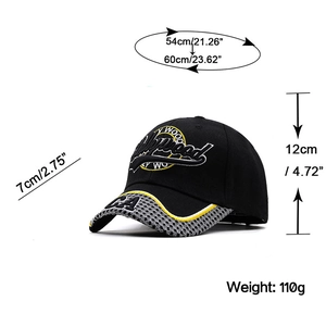 Flat brim baseball cap with 3D Hollywood embroidery and black white checkered brim detail