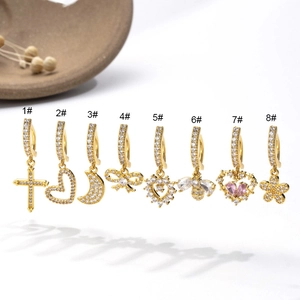 Navel Piercing Buikring Roestvrij Staal Koper Zirkoon Hart Kruis Maan Hanger Mode Sieraden Vrouwen