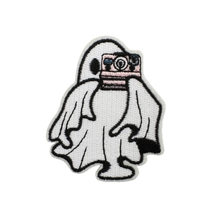 Ghost with camera embroidery patch for Halloween costumes and DIY clothing decoration