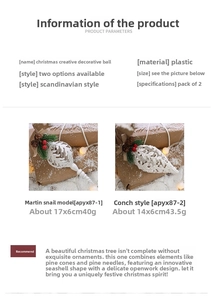 Detailed view of white Nordic hollow conch Christmas ornaments with matte finish details