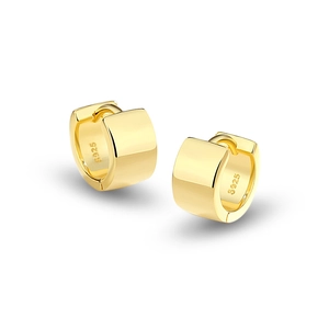 Chic S925 sterling silver wide hoop earrings in gold finish for women minimalist style