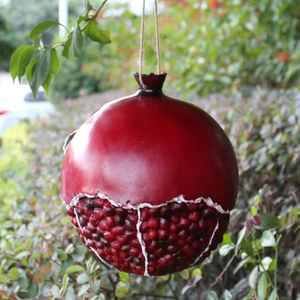 Creative pomegranate birdhouse hanging ornament made of resin for outdoor garden decor