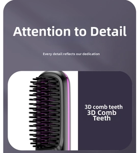 Detailed close-up of 3D comb teeth on portable cordless hair straightener brush