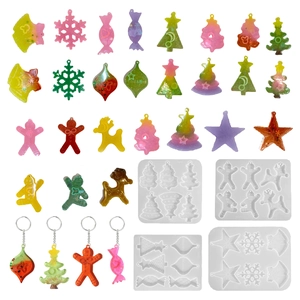 Christmas Gingerbread Man Tree Snowflake Elk Silicone Mold For DIY Resin Casting Jewelry Making Pendants Keychains