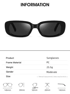 Detailed dimension chart for vintage square sunglasses with frame and lens measurements