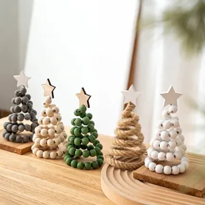 Five-piece Nordic minimalist wooden Christmas tree desktop ornaments in neutral tones