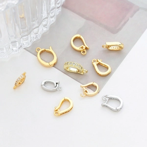 Gold and silver plated S925 clasp connectors with cubic zirconia for DIY jewelry making
