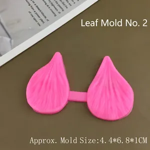 Detailed vein texture of a pink leaf-shaped silicone fondant mold for cake decorating