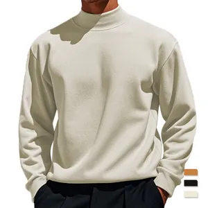 Men Long Sleeve T-Shirt Mock Neck Slim Fit Thermal Base Layer Solid Color Casual Autumn Winter Top