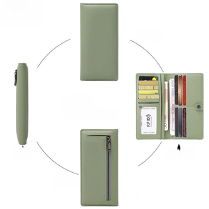 Portefeuille long en cuir PU pour femme avec blocage RFID et fentes pour cartes