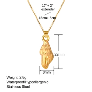 Dettagli su dimensioni e peso di 2,8g della collana con conchiglia in acciaio inossidabile