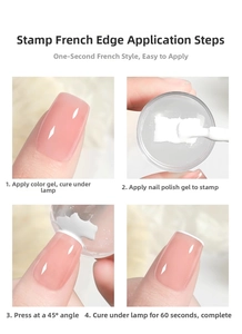 Guide for dual-headed silicone nail stamper tool for creating French tips and designs