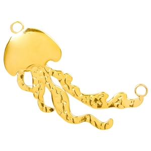 Golden 304 stainless steel jellyfish pendant with hammered texture on white background
