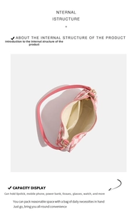 Vue intérieure du sac à carreaux rose montrant l'espace pour téléphone et maquillage