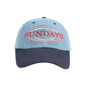 Two-tone denim baseball cap with Sundays Running Club embroidery in vintage style