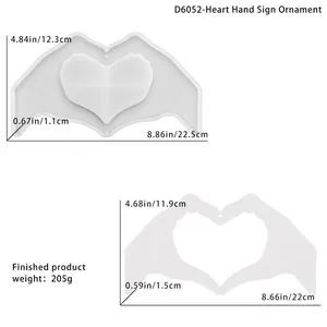 Macro shot of heart-shaped hand gesture silicone mold for DIY resin and plaster crafts