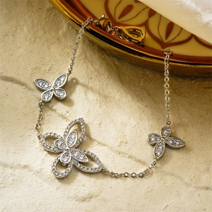 Elegant butterfly bracelet with colorful cubic zirconia in high-quality silver finish