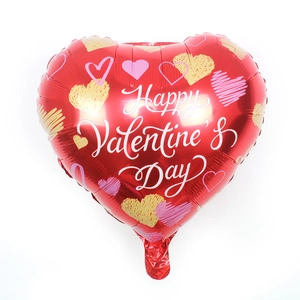 Palloncino a cuore rosso da 18 pollici con decorazioni dorate e rosa Happy Valentine's Day