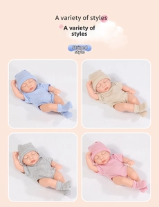 Set of four 20cm soft vinyl reborn baby dolls with striped outfits in various colors