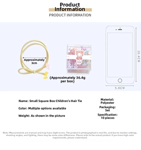 Kids knotted hair ties dimensions and set specifications shown with measurement scale