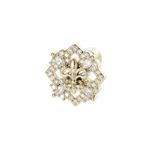 Coffee gold iris cross cartilage piercing earring with luxury fleur-de-lis pattern