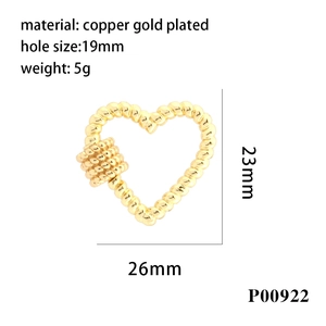 Gold plated heart screw clasp connector with twisted rope design for DIY necklaces