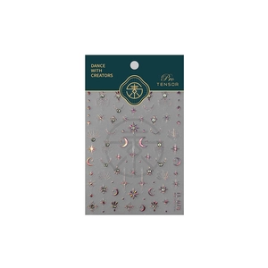 5D star and moon nail stickers with laser texture and rhinestone details in TL073 packing