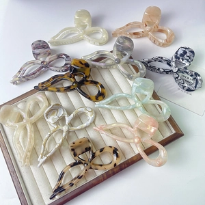 Pince À Cheveux Noeud En Acétate Grande Motif Marbre Léopard Style Français Rétro Élégant Accessoire Cheveux Pour Femmes