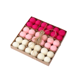 3cm wool felt balls in white and pink for DIY Christmas wreaths and crafts decor