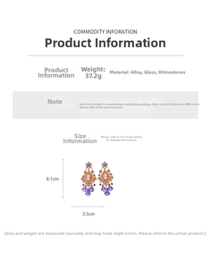 Detailed size and weight specs of vintage cameo earrings with crystals and tassels