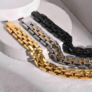 Classic stainless steel watch band bracelets in gold, silver-gold, and black finish