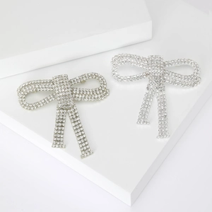 Elegant Bowknot Tassel Brooch For Women Sparkling Rhinestone Inlaid Alloy Bow Pin For Wedding Party Clothes Accessories