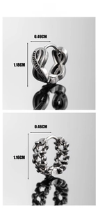 Detailed size parameters of vintage stainless steel star earrings with retro textures