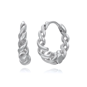 S925 silver needle twisted hollow C-shape hoop earrings with sleek metallic finish