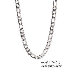 Hip hop irregular cross chain necklace in stainless steel measuring 600x8.5mm and 54.51g