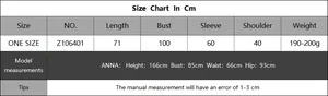 Tableau des tailles détaillé en cm pour cardigan crochet et cache-maillot de plage