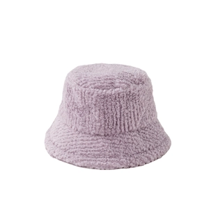 Furry solid lavender teddy fleece bucket hat for winter fashion warm plush style