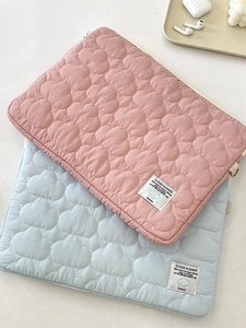 Cute cloud embroidered laptop sleeve in pink and light blue colors for iPad and MacBook