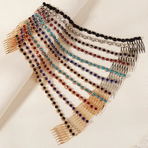 Elegant bridal hair combs with colorful crystals and metallic finish for weddings