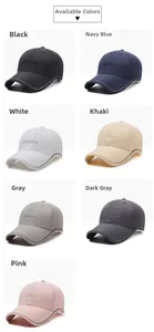 Detailed grid view of lightweight breathable sports baseball caps in seven distinct colors