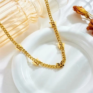 Minimalist gold butterfly necklace with thick titanium steel chain in a retro style