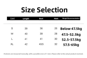 Size chart detail for slim fit long sleeve yoga top showing length and bust dimensions