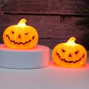 Halloween orange pumpkin LED lantern lamps for festive party decor and spooky atmosphere