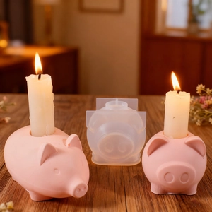 Cute pig silicone mold for DIY resin candle holders and gypsum decorative ornaments