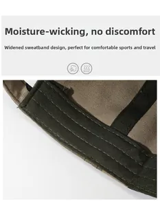 Détail du bandeau absorbant large dans la casquette camouflage montrant le tissu respirant