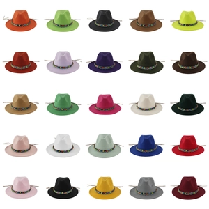 Ethnic wool fedora hats collection with colorful bead bands in twenty-five vibrant colors