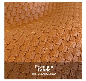 Macro shot of the brown woven leather texture with intricate chessboard pattern detail